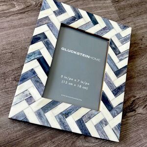 Chevron Picture Frame - Blue and White NWOT